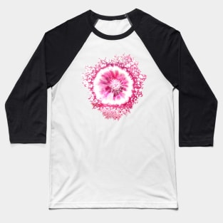 Magenta Flower Cell Acrylic Pour Painting Baseball T-Shirt